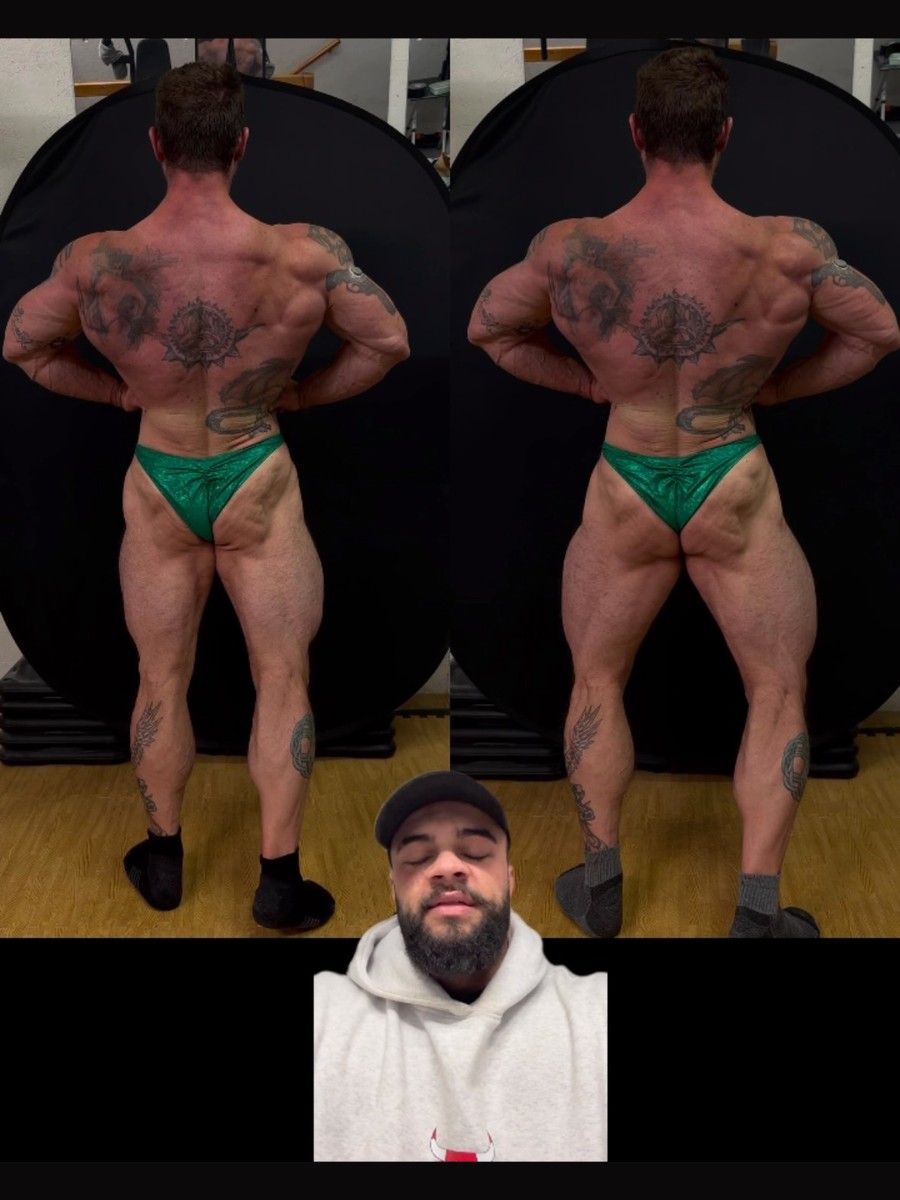 An athlete&rsquo;s back double biceps before and after a posing session with Theuns, 2 of 4